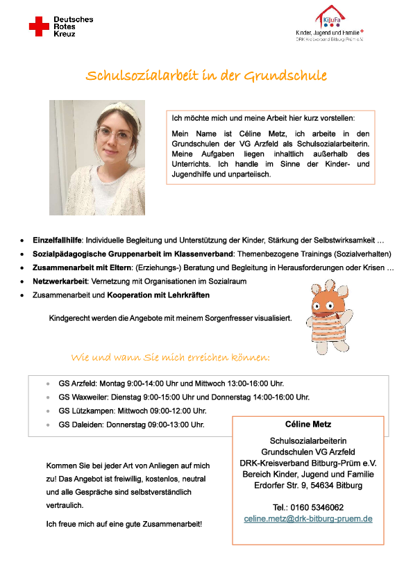 Grafische Vorstellung der Schulsozialarbeiterin Céline Metz